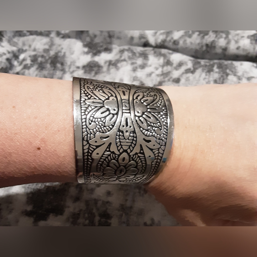 Intricate Silver Cuff Bracelet